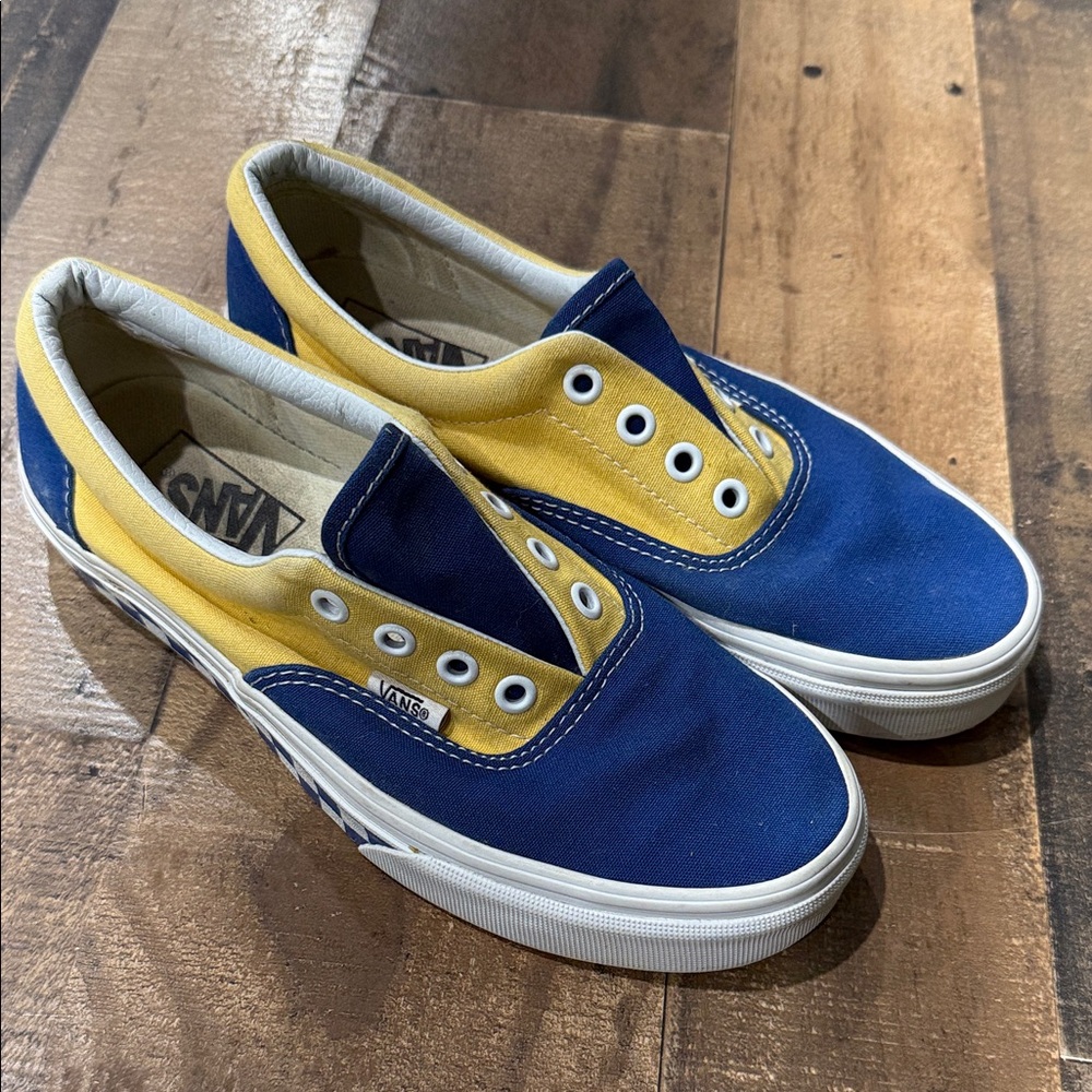 Vans Two-Tone Blue and Yellow Slip-Ons
